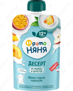 Fruto nyanya puree pouch Dessert with milk fruits and apple peach passion fruit 90g