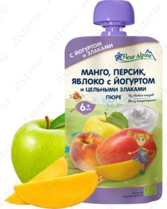 Fleur Alpine Organic puree pouch mango peach apple yogurt 120g