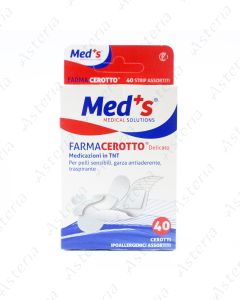 Meds plaster N40 25 x 72mm 19x72mm 10x37mm o25mm made of non-woven textiles thin membrane, for sensitive skin, non-stick coating, breathable 3850