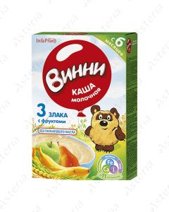 Винни Каша молочная 3 злака с фруктами 6м+ 200г