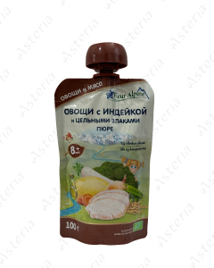 Пюре Fleur Alpine Organic из овощей, мяса индейки и бобовых, пакетик, 100г